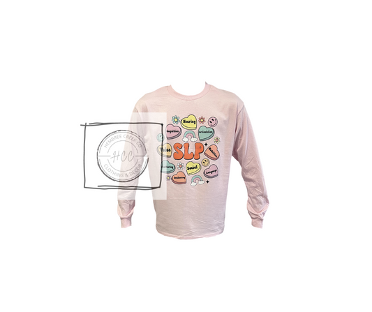 Therapy: SLP Heart & Rainbow Long Sleeve T-Shirt